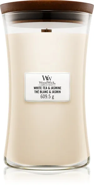 WoodWick White Tea & Jasmine vonná svíčka s dřevěným knotem 609,5 g