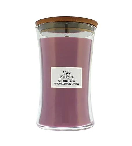 WoodWick Wild Berry & Beets vonná svíčka s dřevěným knotem pro muže