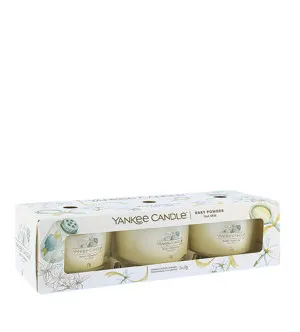 Yankee Candle Baby Powder votivní svíčka ve skle 3 x 37 g
