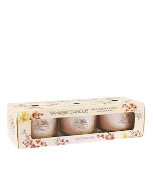 Yankee Candle Pink Cherry & Vanilla sada ve skle 3 x 37 g