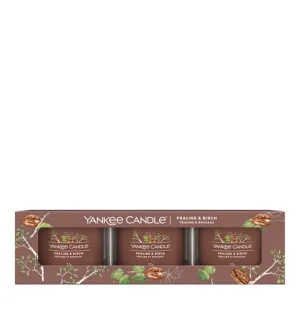 Yankee Candle Praline & Birch votivní svíčka ve skle 3 x 37 g