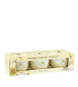 Yankee Candle Twinkling Lights votivní svíčka ve skle 3 x 37 g