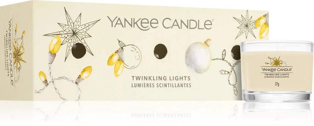 Twinkling Lights votivní svíčka ve skle 3 x 37 g 3x37 g