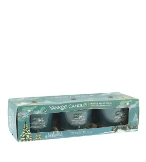Yankee Candle Winter Night Stars votivní svíčka ve skle 3 x 37 g