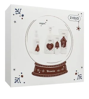 Ziaja Brownie dárková sada sprchový gel 160 ml + mycí pěna 250 ml + krém na ruce 50 ml + tělový sprej