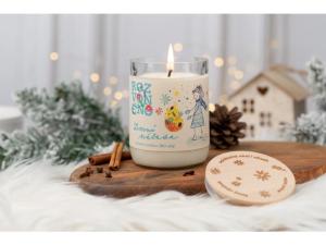 ZIMNÍ NÁLADA - přírodní svíčka s BIO pomerančem, hřebíčkem a skořicí, 300 ml