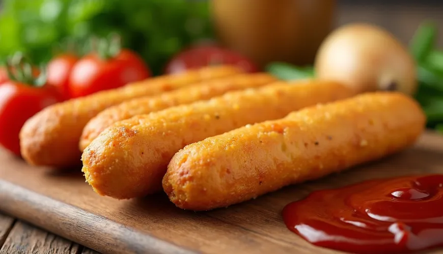 Corndog trendy jídlo na domácím stole pro oslavy a pikniky
