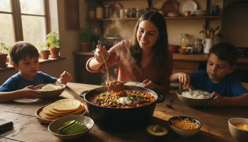 Fazolový chilli hrnec bez masa, který nasytí celou rodinu