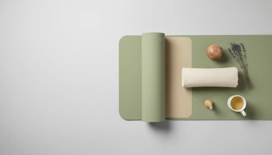 Tapis de yoga écologique et accessoires pour les étirements du soir avant le coucher