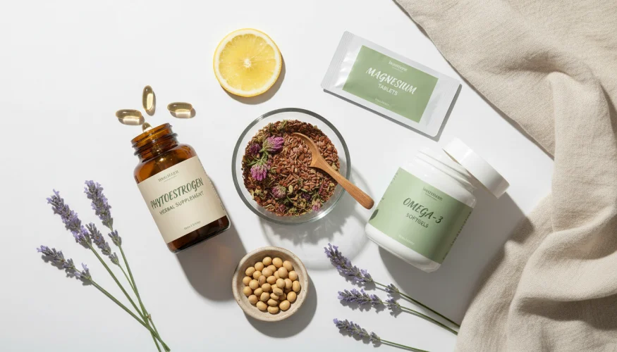 Přírodní doplňky stravy pro ženské zdraví v období menopauzy – fytoestrogeny, omega-3 a hořčík
