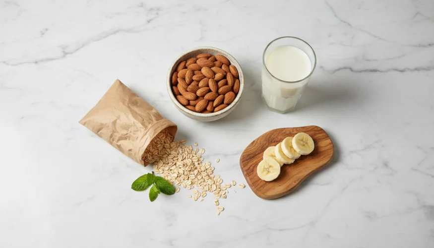 Almendras, leche, plátanos y copos de avena como remedios naturales contra la acidez