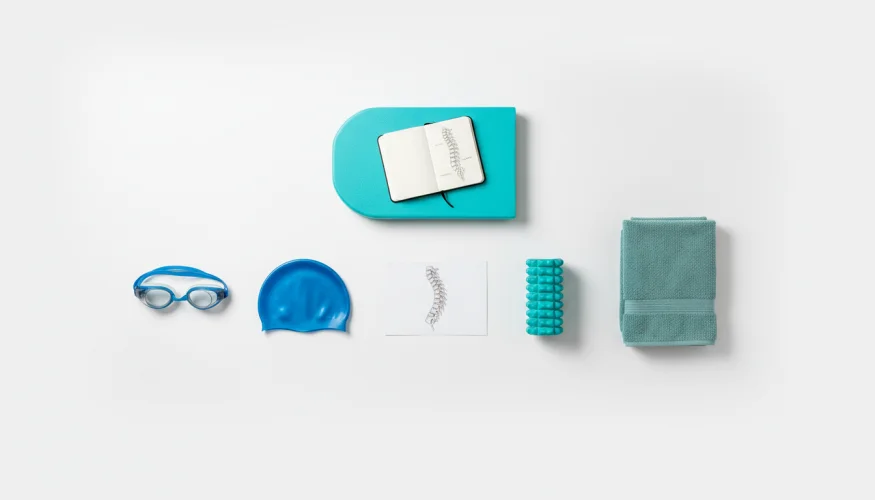Swimming aids and rehabilitation items for spinal health