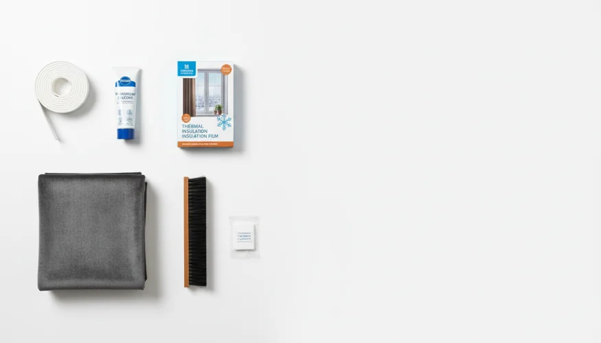 Productos para el sellado invernal del apartamento: cinta selladora, masilla de silicona, cortinas térmicas y lámina para ventanas