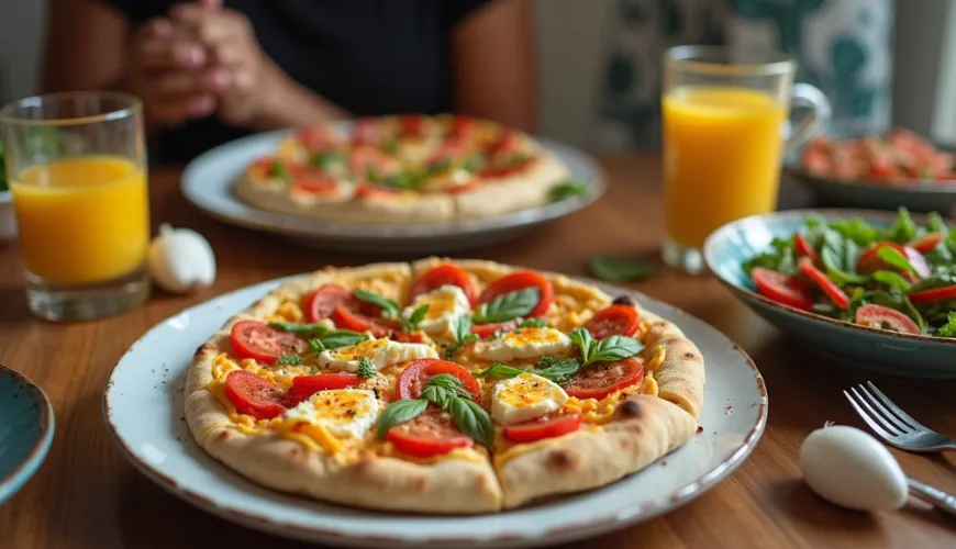 Zdravé a výživné jídlo - pizza z cottage sýra bez mouky